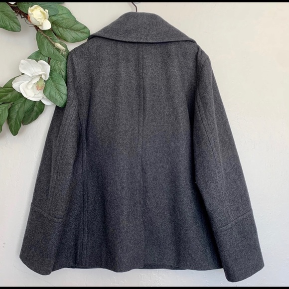 Michael Kors Charcoal Double Breasted Wool Peacoat - Picture 2 of 3